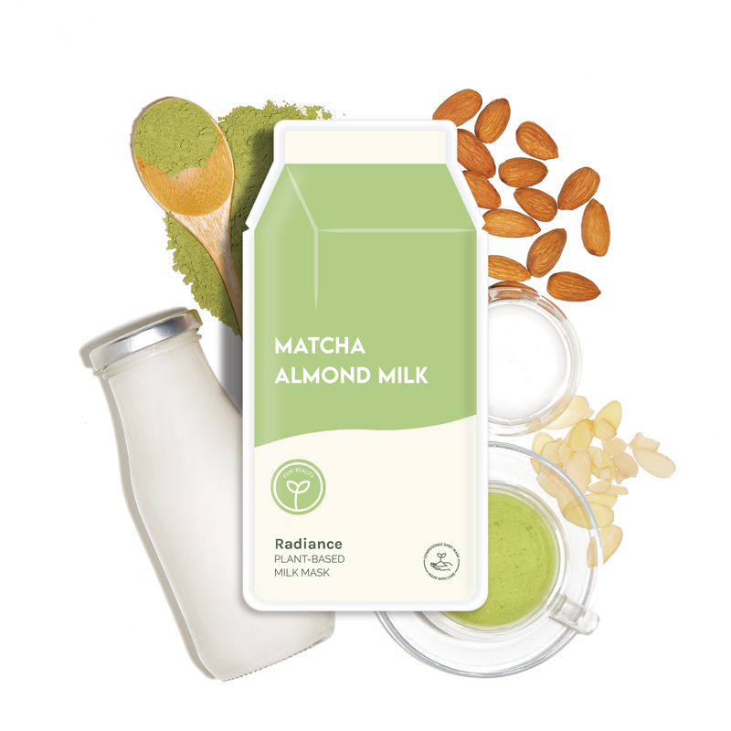 Biodegradable, Plant-Based Sheet Mask | Matcha Almond Milk for Radiance