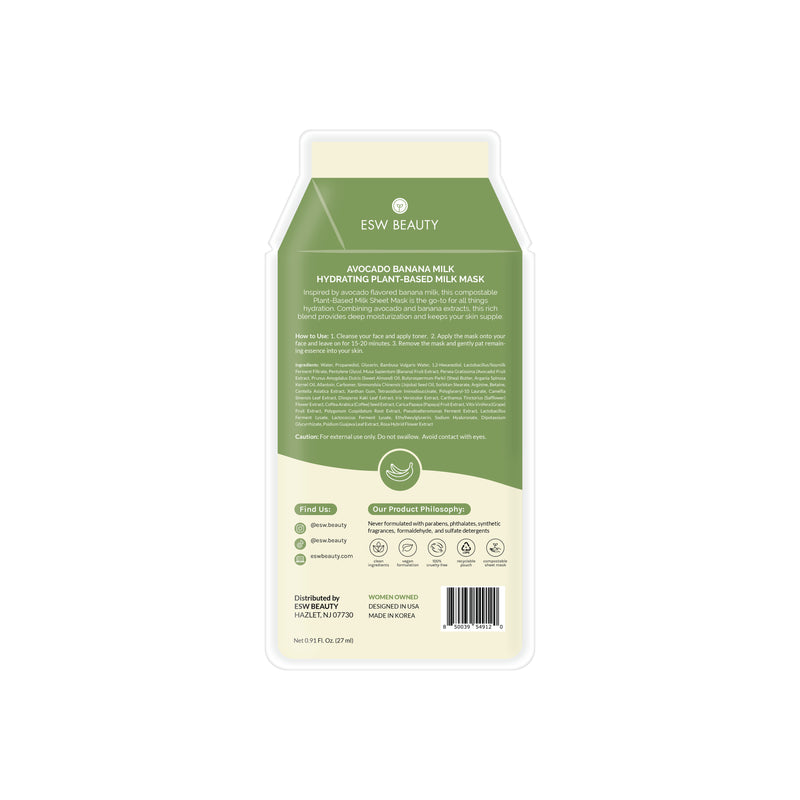 Biodegradable Sheet Mask | Avocado Banana Milk Hydrating & Plant-Based
